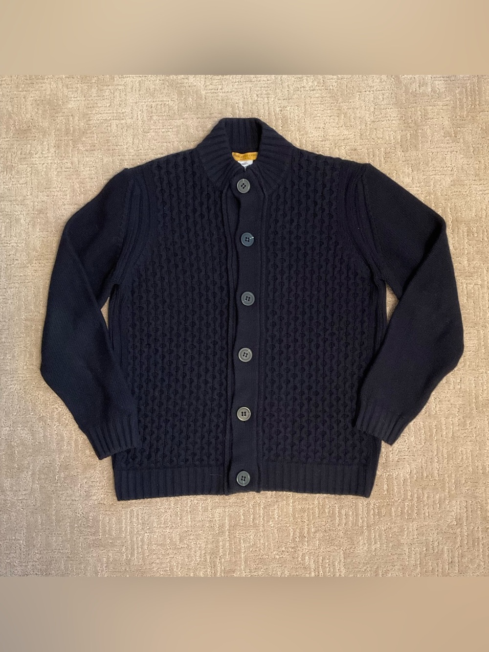 🇮🇹 Progetto Uomo Italy Men Navy Wool Cashmere Cardigan Sweater L EUC Old Money